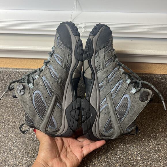 Merrell Granite Gray Leather/Mesh Hiking Ankle Boots Womens Size 7 Lace Up Shoes - Picture 6 of 11